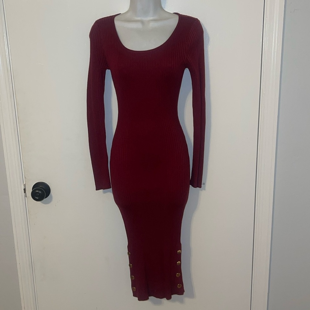 NWT Love Always By FCT rib knit burgundy dress